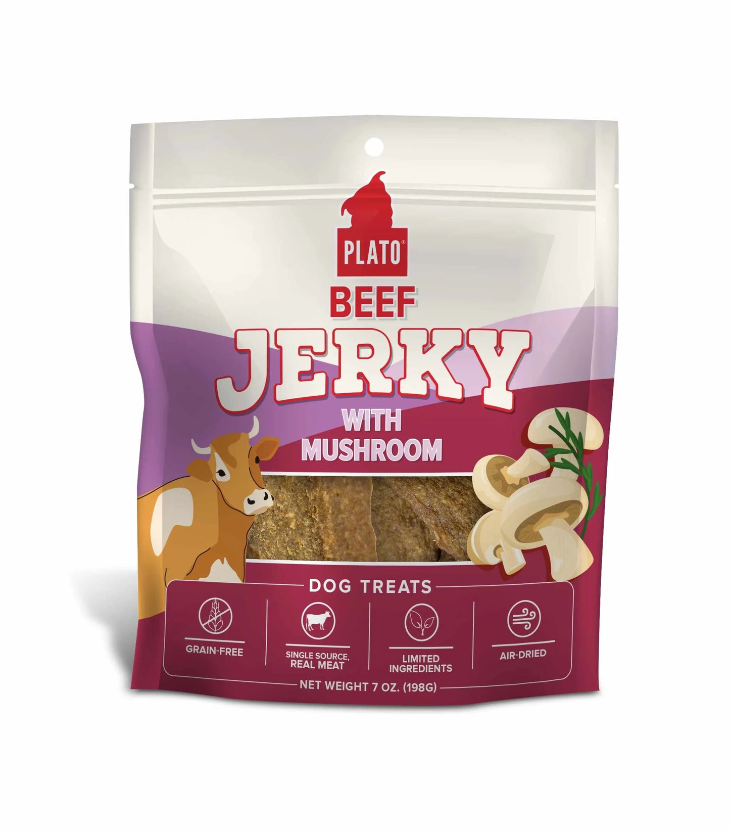 Plato Beef Jerky with Mushroom - Nutritious Dog Treats