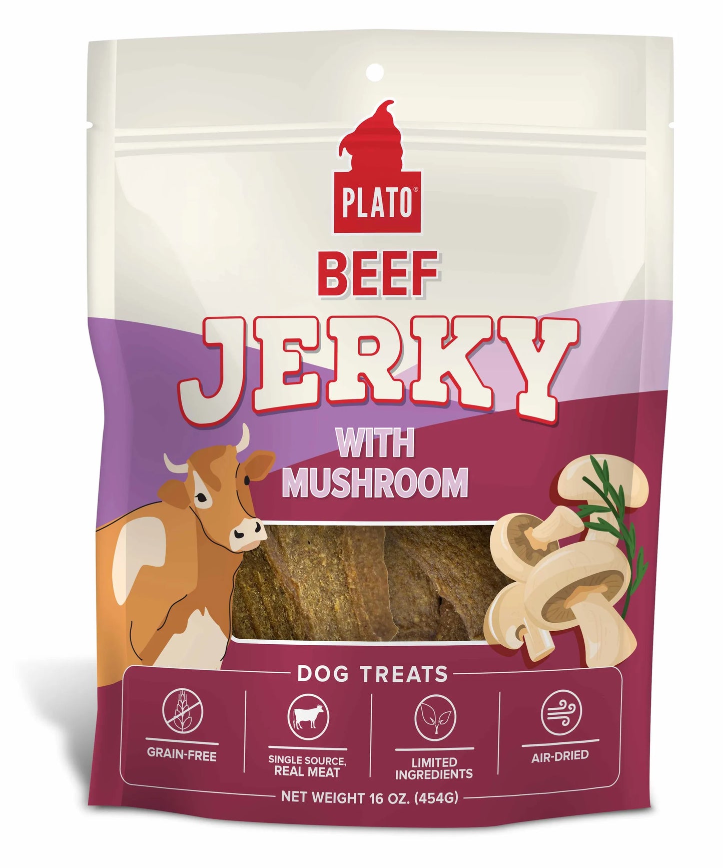 Plato Beef Jerky with Mushroom - Nutritious Dog Treats