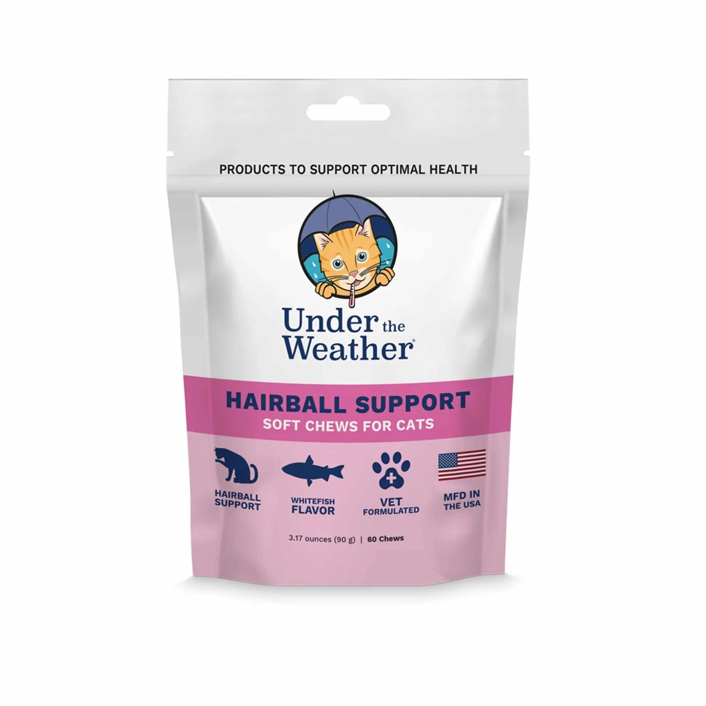 Under the Weather Cat Hairball Support Chews - with Omega-3 Fatty Acids - 60 ct