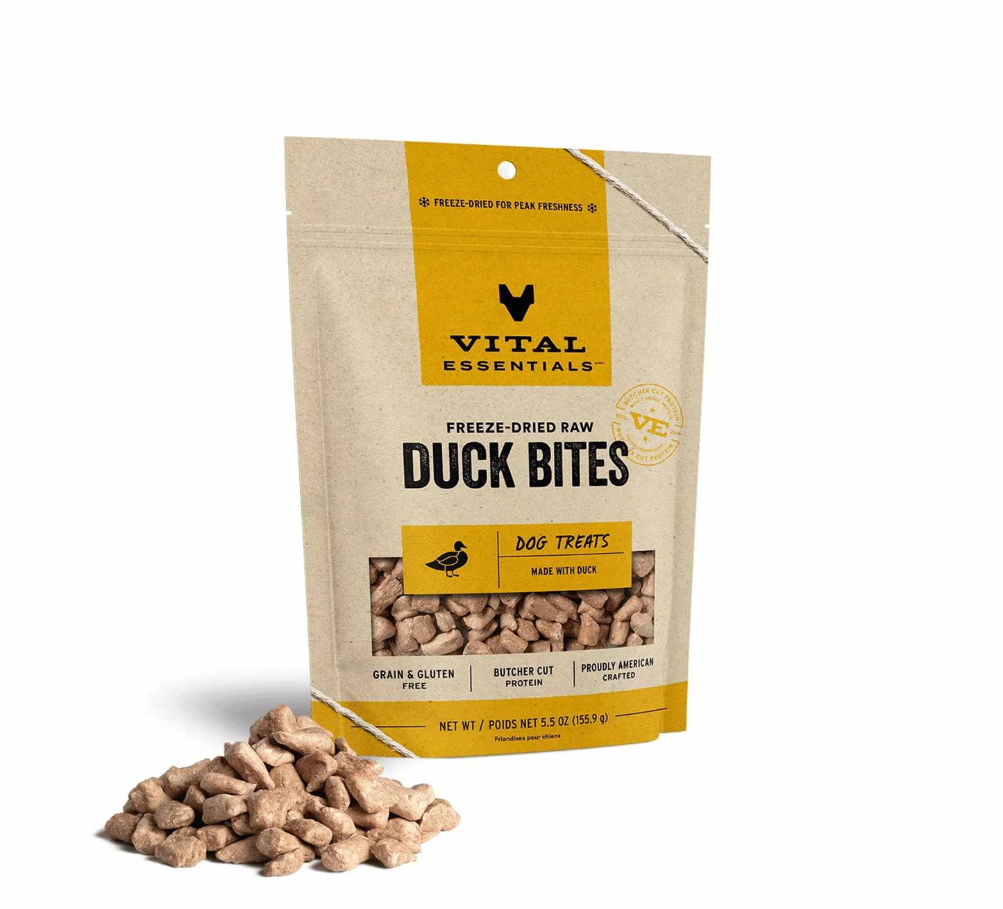 Vital Essentials Freeze-Dried Duck Bites, High-Protein Dog Treats, 5.5oz