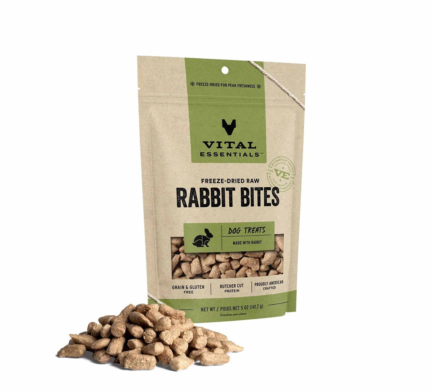Vital Essentials Freeze-Dried Rabbit Bites, Nutritious Dog Treats, 5oz