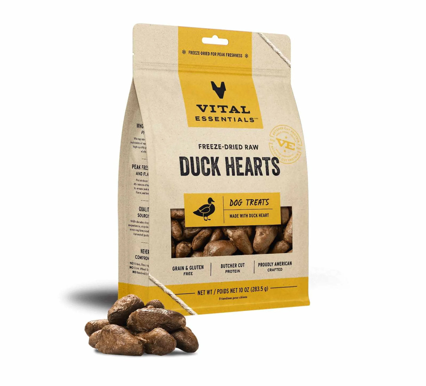 Vital Essentials Freeze-Dried Raw Duck Heart Dog Treats - Nutrient-Dense Snacks