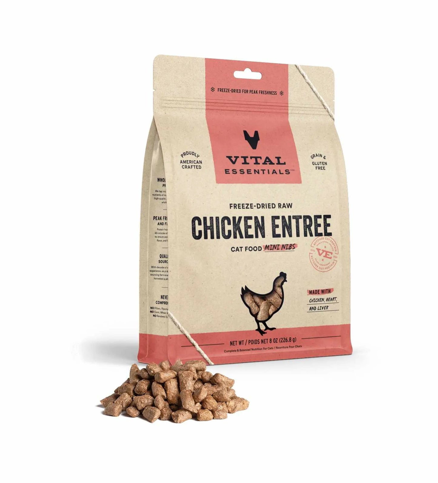 Vital Essentials Freeze-Dried Raw Chicken Cat Food - Nutrient-Rich Mini Nibs