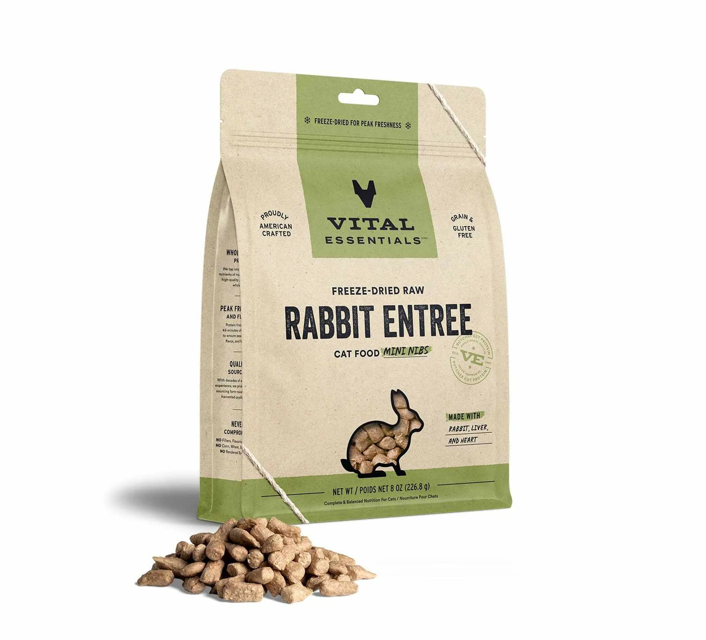 Vital Essentials Freeze-Dried Raw Rabbit Cat Food - Nutrient-Rich Mini Nibs
