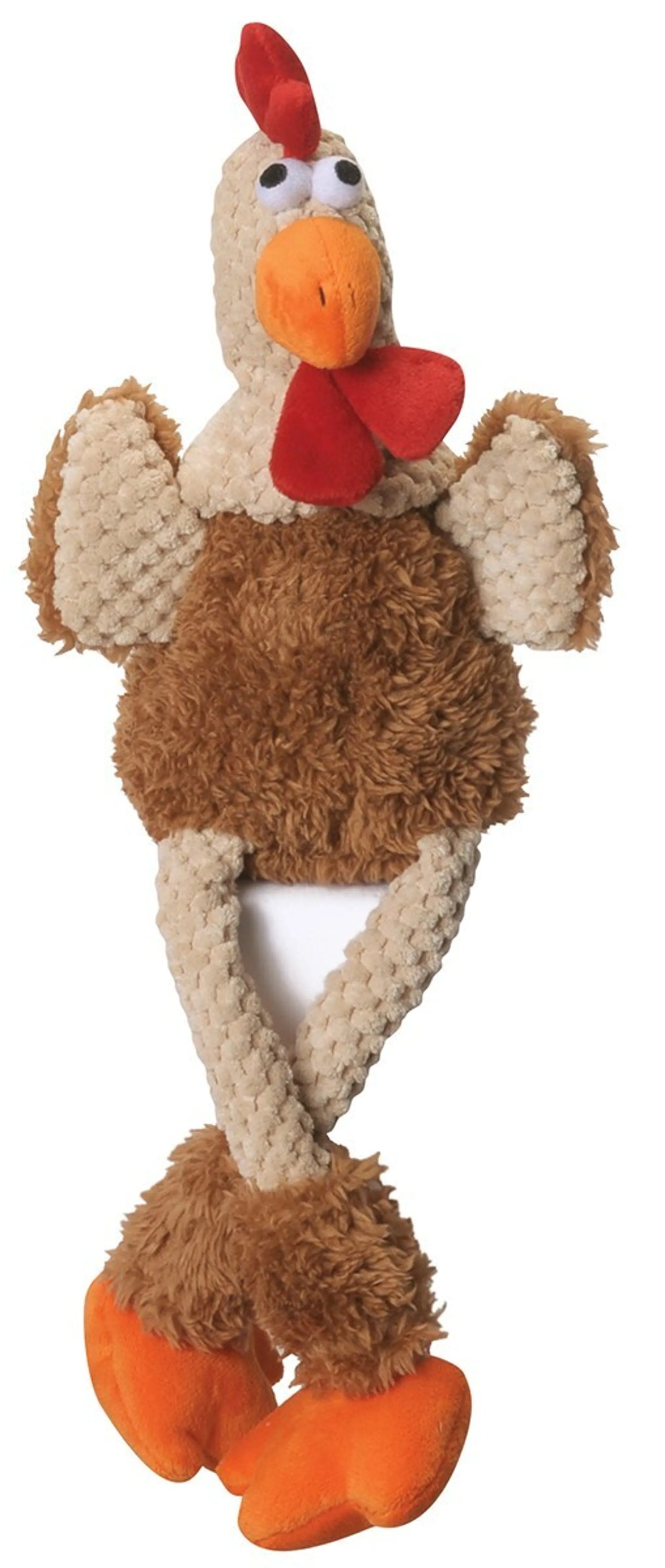 goDog Checkers Skinny Rooster with Chew Guard - Plush Dog Toy