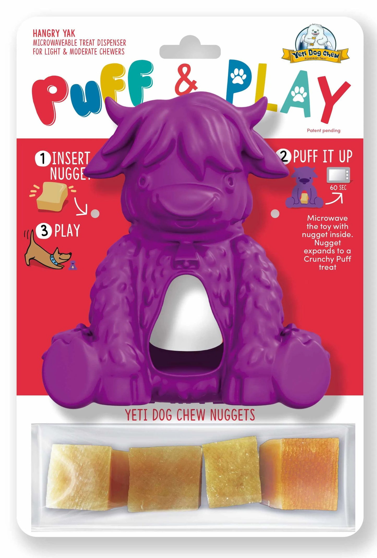 Yeti Dog Chew Puff & Play Hangry Yak - Treat-Dispensing Dog Toy