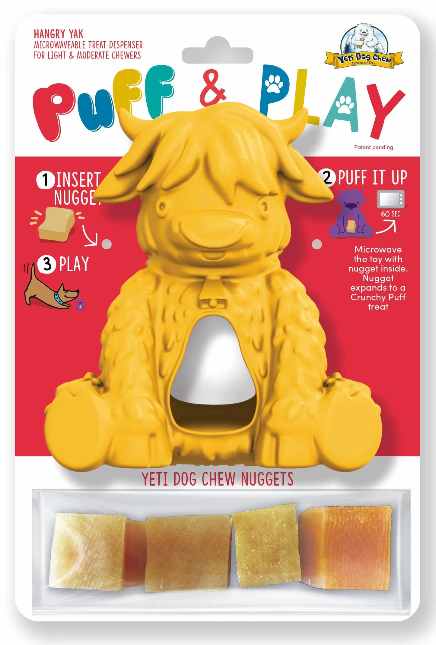 Yeti Dog Chew Puff & Play Hangry Yak - Treat-Dispensing Dog Toy