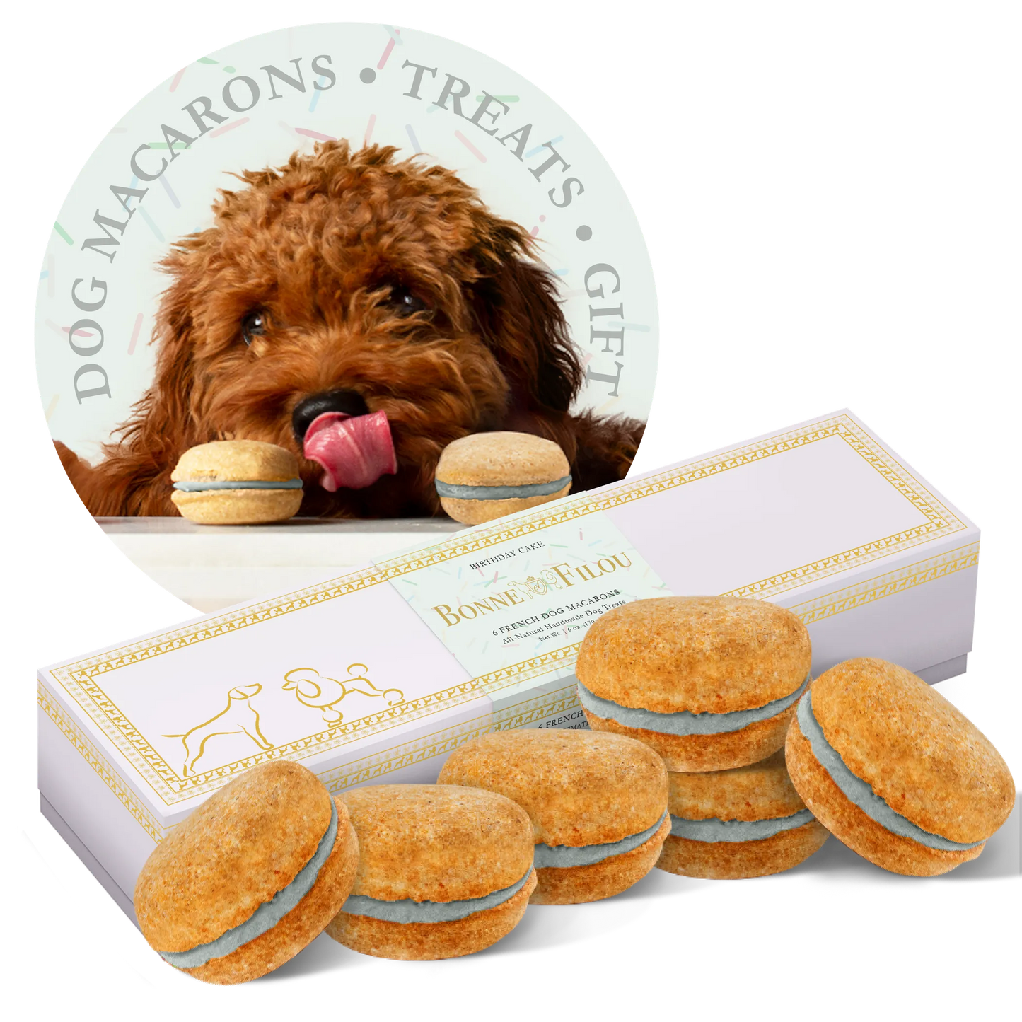 Dog Macarons - Box of 6 - Gourmet Human-Grade Dog Treats