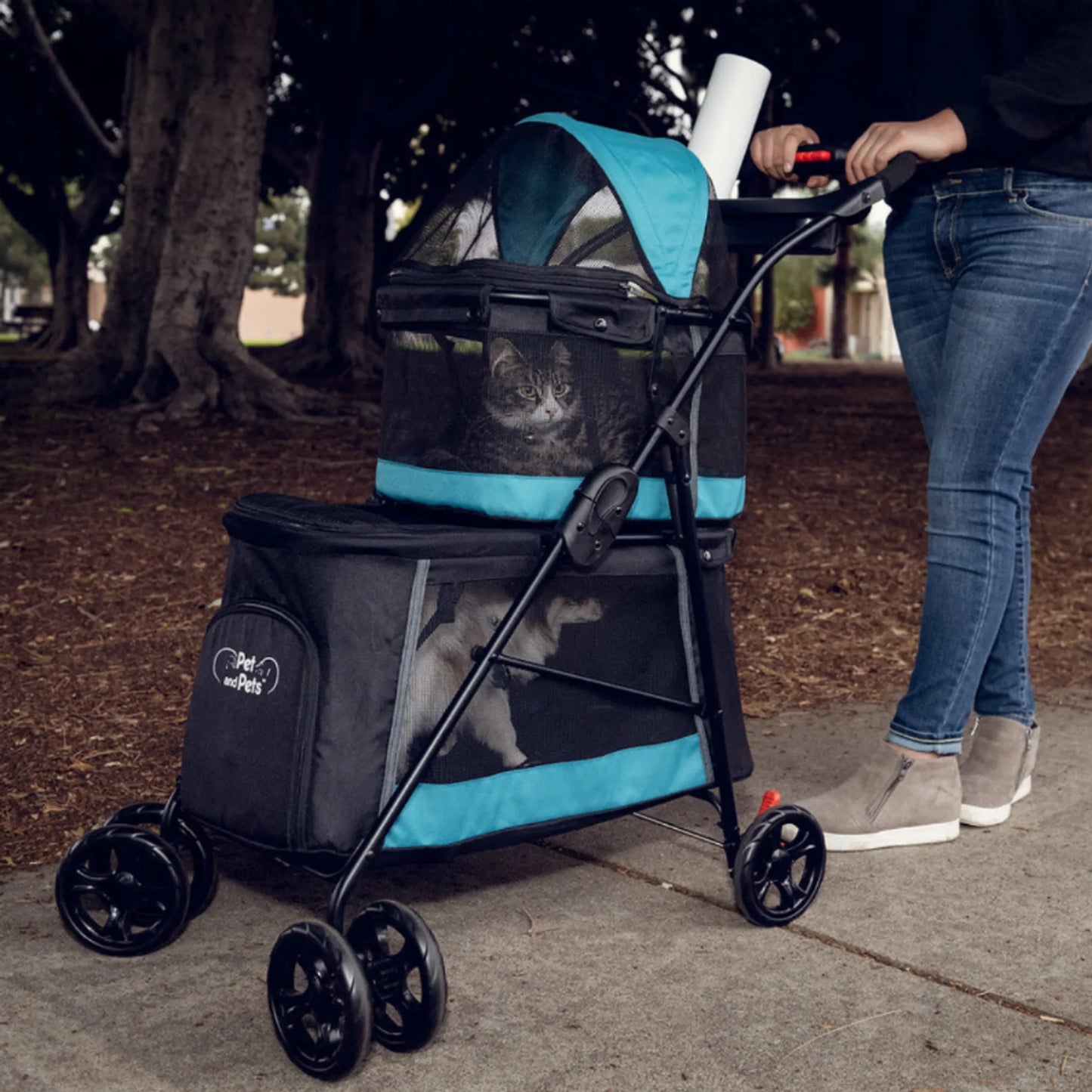 Double Decker Pet Stroller - Comfortable & Spacious