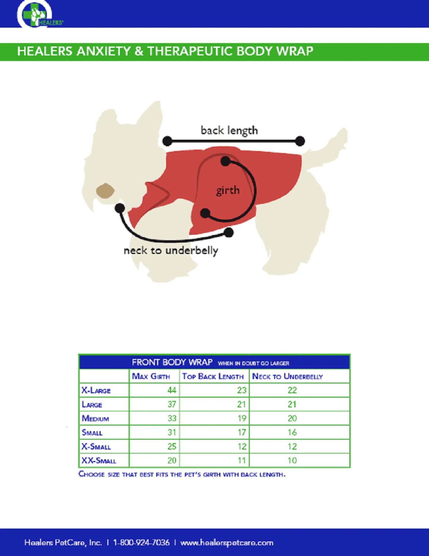 Healers Therapeutic & Anxiety Front Body Wrap: Comfort and Calm for Dogs