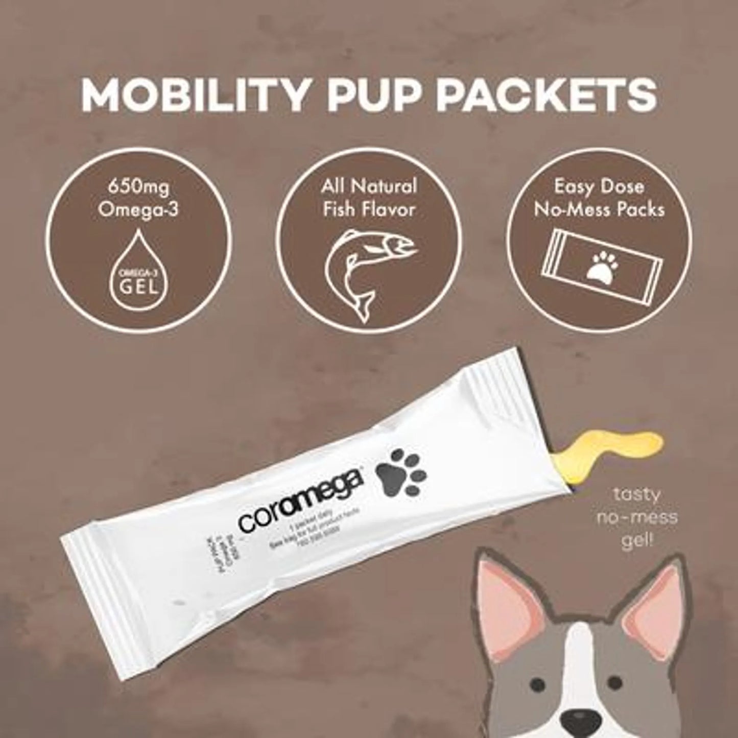 Coromega Pup Packets Omega-3 Joint & Muscle Mobility Support - Dog Supplement