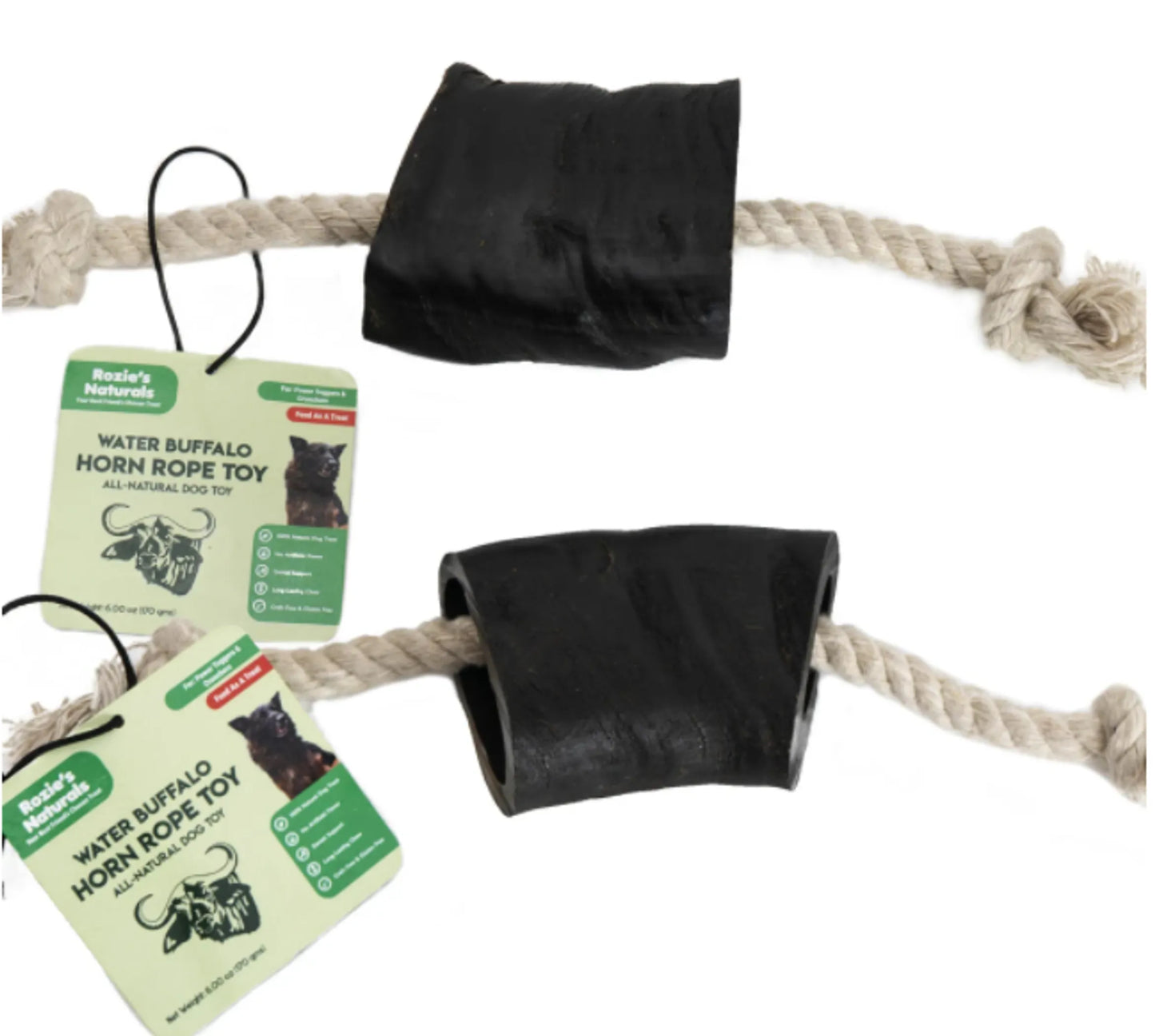 Water Buffalo Horn Rope Tug Toy - Durable & Natural Dog Treat