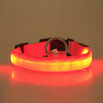 LED Halo Style Pet Safety Collar - Night Visibility Dog Collars
