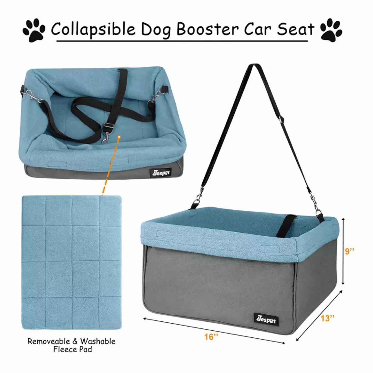 JESPET & GOOPAWS Dog Car Seat Carrier - Portable, Safe Travel