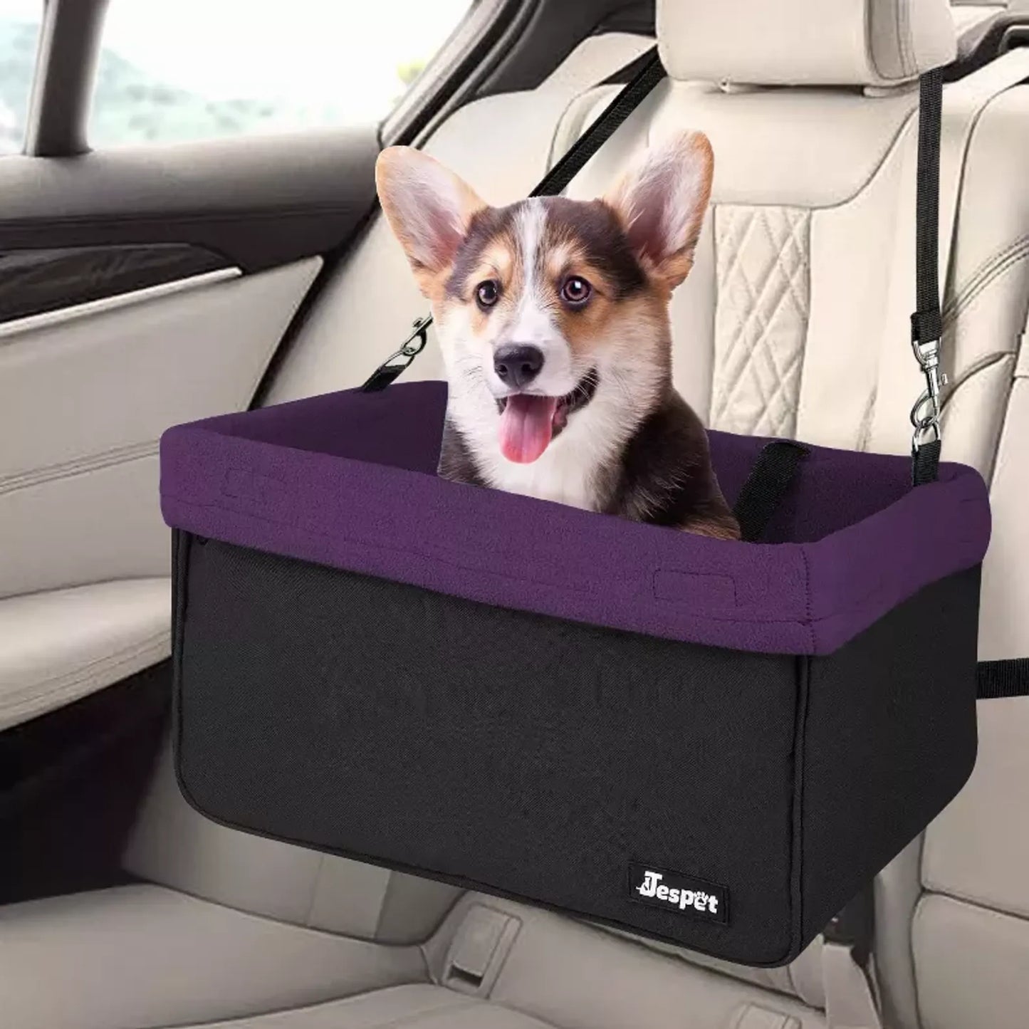 JESPET & GOOPAWS Dog Car Seat Carrier - Portable, Safe Travel