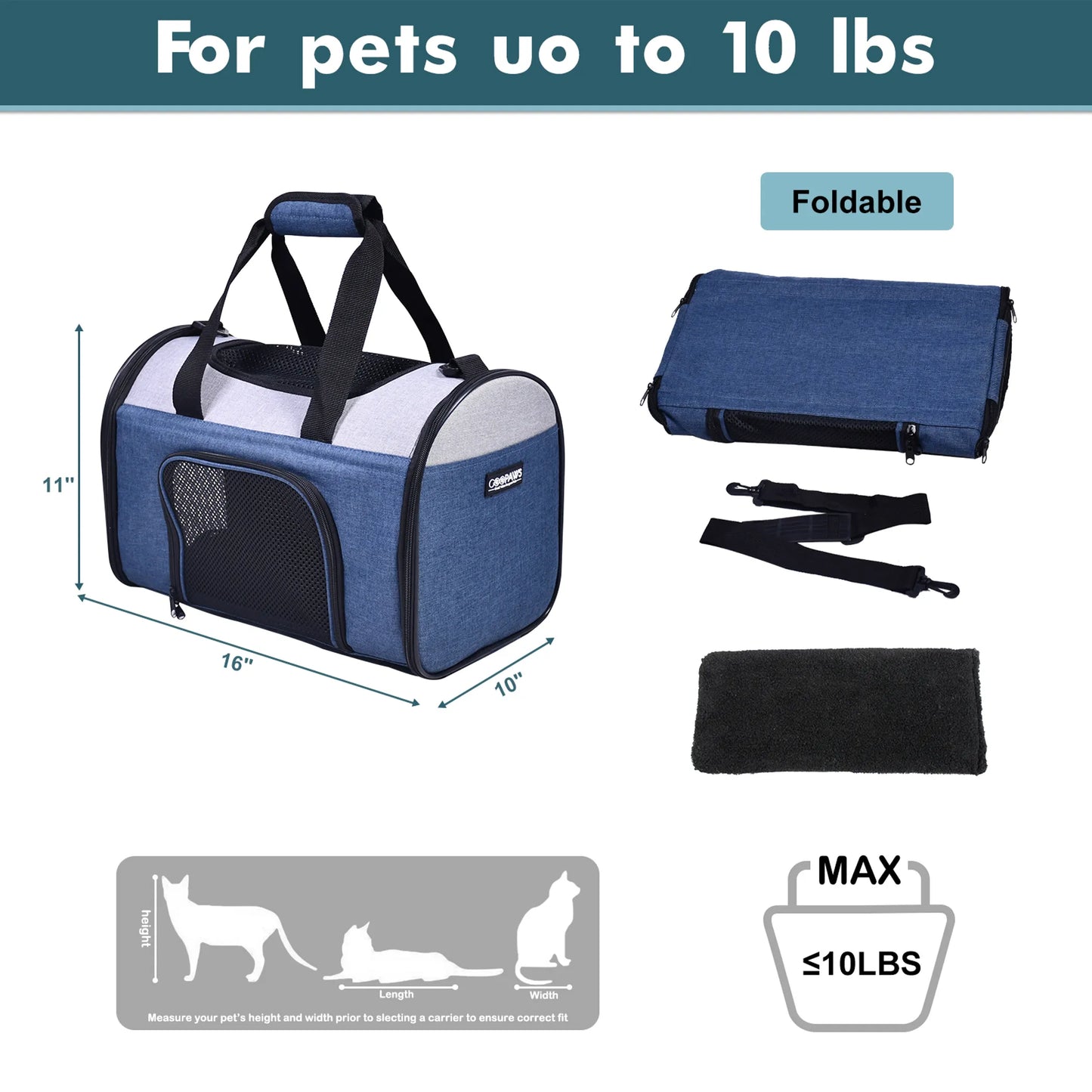 JESPET Soft-Sided Kennel Pet Carrier - Airline Approved, Collapsible & Comfortable