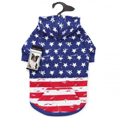 Zack & Zoey Distressed American Flag Hoodie for Dogs - Patriotic and Comfortable