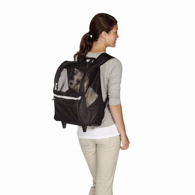 CR On the Go Rolling Backpack - Convenient Pet Carrier in Black