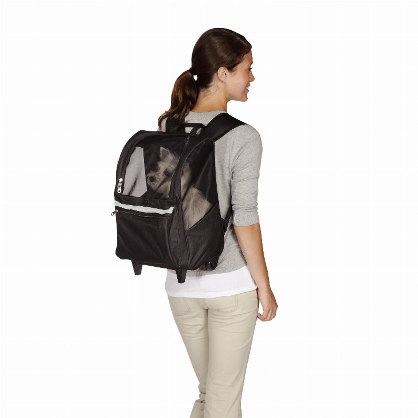 CR On the Go Rolling Backpack - Convenient Pet Carrier in Black