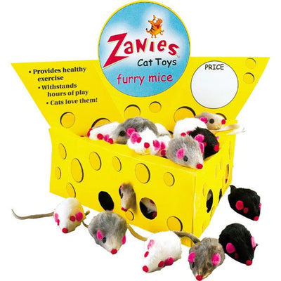 Zanies Cheese Wedge Display Box with 60 Catnip-Infused Furry Mice