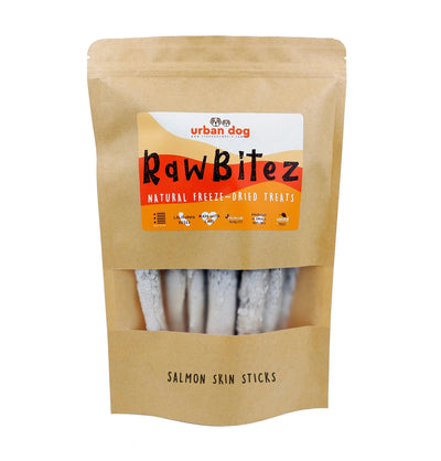 RawBitez Natural Freeze-Dried Salmon Skin Sticks Dog Treats