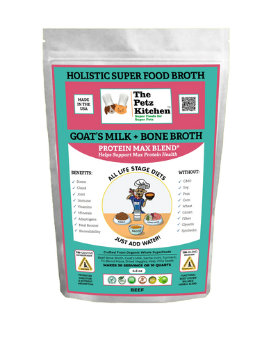 Goats Milk & Bone Broth Protein Max Blend - Stress, Gland, Joint & Immune Support for Pets