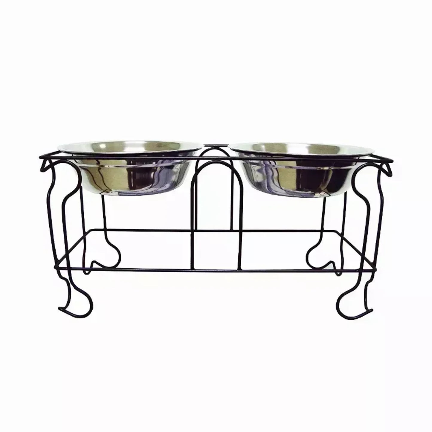 YML Wrought Iron Stand with Double Stainless Steel Feeder Bowls - Convenient and Stylish Pet Feeder