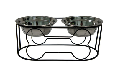 YML Wrought Iron Stand with Double Stainless Steel Feeder Bowls - Convenient and Stylish Pet Feeder