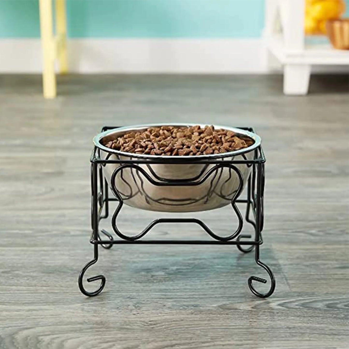YML Wrought Iron Stand with Single Stainless Steel Feeder Bowl - Stylish and Comfortable Pet Feeder