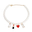 Cream Pearl Designer Pet Charm Necklace - Elegant and Adjustable
