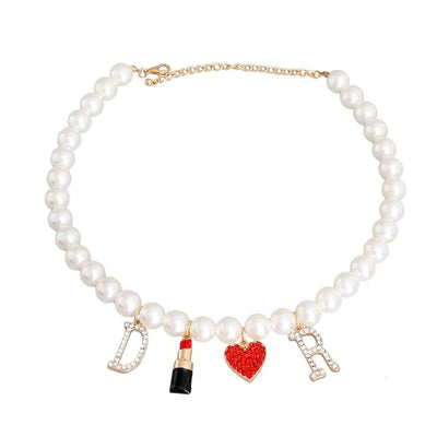 Cream Pearl Designer Pet Charm Necklace - Elegant and Adjustable