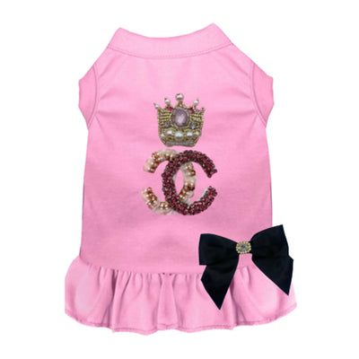 Pretty Princess Dog Dress with Rhinestone Patches - Pet Apparel