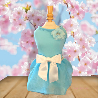 Spring Fling Dog Dress with Beaded Flower - Pet Apparel