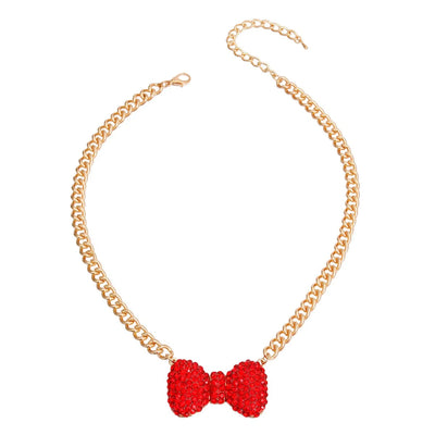 Red Bow Pendant Necklace - Stylish Dog Collar Accessory