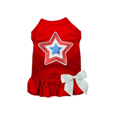 Sequin Star Dog Dress/Tee - Perfect for the 4th of July