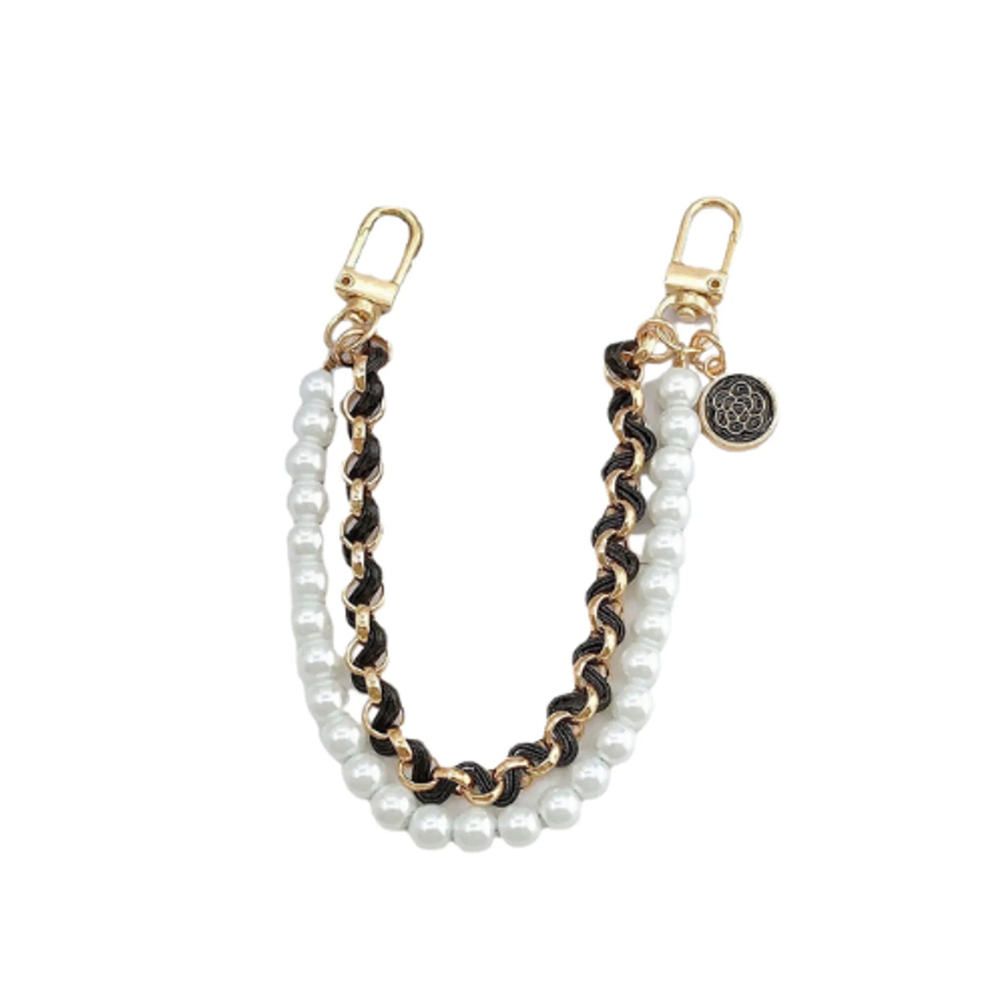 Double Layer Pearl & Chain Dog Leash - Stylish and Durable Pet Accessory