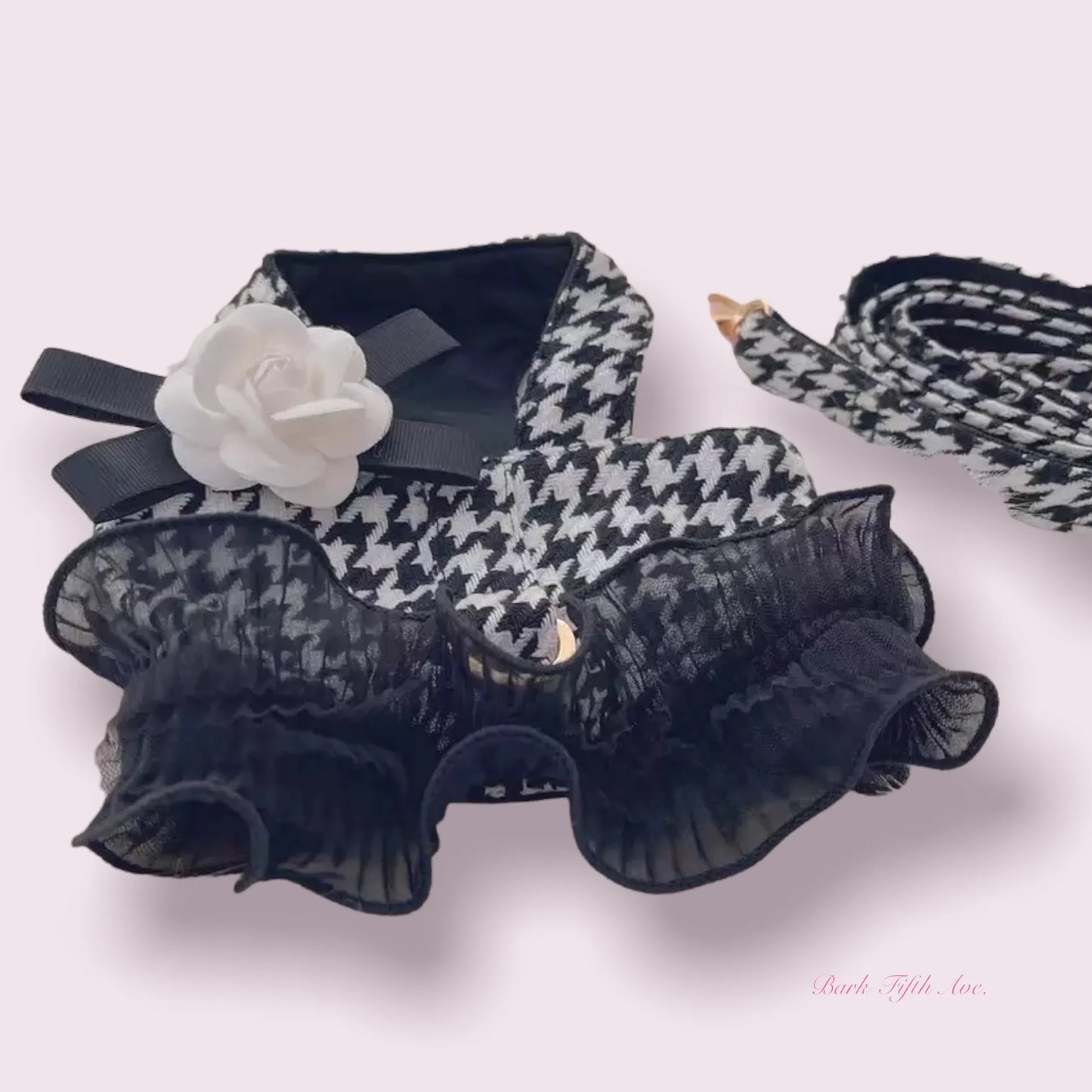 Houndstooth Tutu Harness and Leash - Chic Dog Accessory