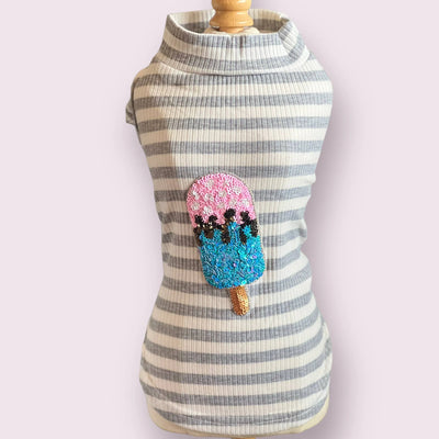 My Ice Cream Pullover - Cozy Dog Sweater with Sequin Applique
