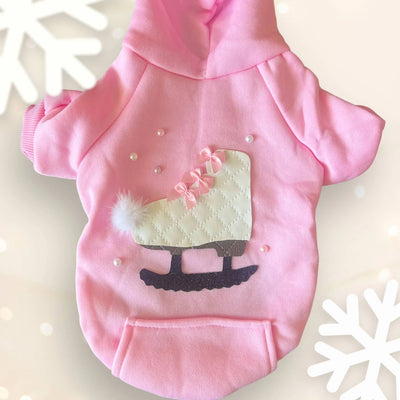 Quilted Ice Skate - Winter Themed Dog Hoodie