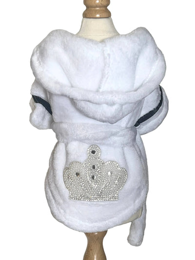 My Plush Spa Robe - Soft Towel Sponge Dog Robe with Rhinestone Crown