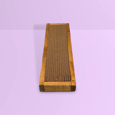 Handcrafted Wooden Cat Scratcher with Replaceable Catnip Cardboard