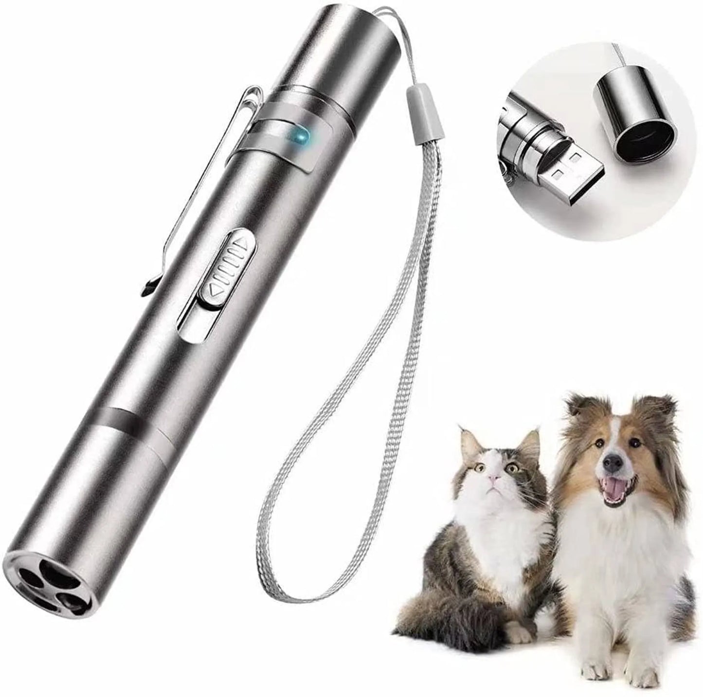 Interactive Multi-Mode Red Laser Pointer Toy for Cats and Dogs