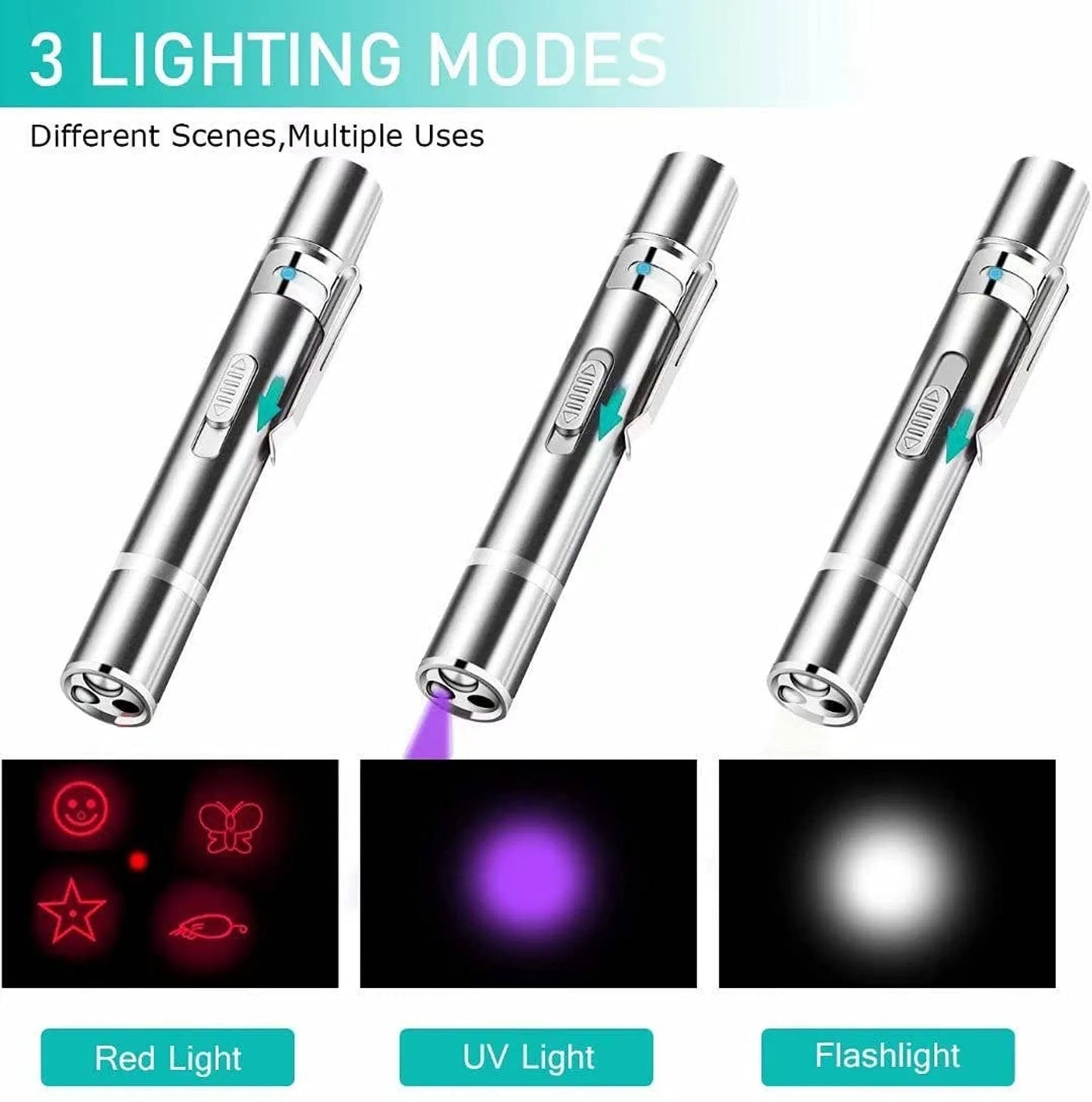 Interactive Multi-Mode Red Laser Pointer Toy for Cats and Dogs