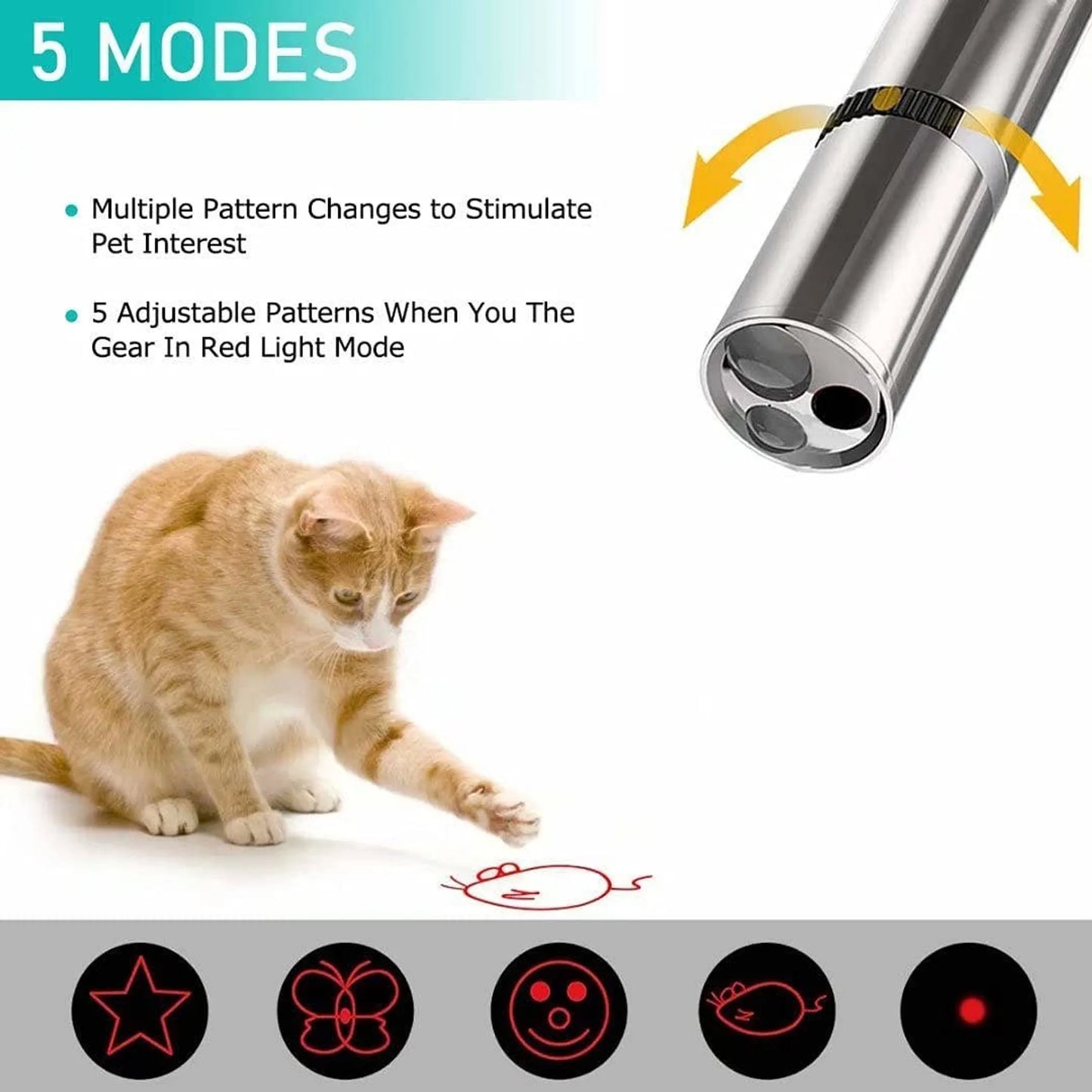 Interactive Multi-Mode Red Laser Pointer Toy for Cats and Dogs