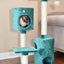 Real Wood Cat Tree House - Dual Condos Play Structure in Green