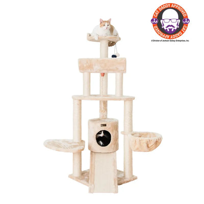 Armarkat Real Wood Cat Tower with Thick Fur and Lounge Area