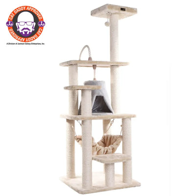Armarkat Deluxe Multi-Level Cat Tree with Hammock and Playhouse - Ultimate Feline Comfort
