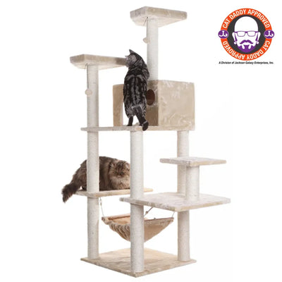 Real Wood Cat Tree with Scratching Post - Multi-Level Play Structure