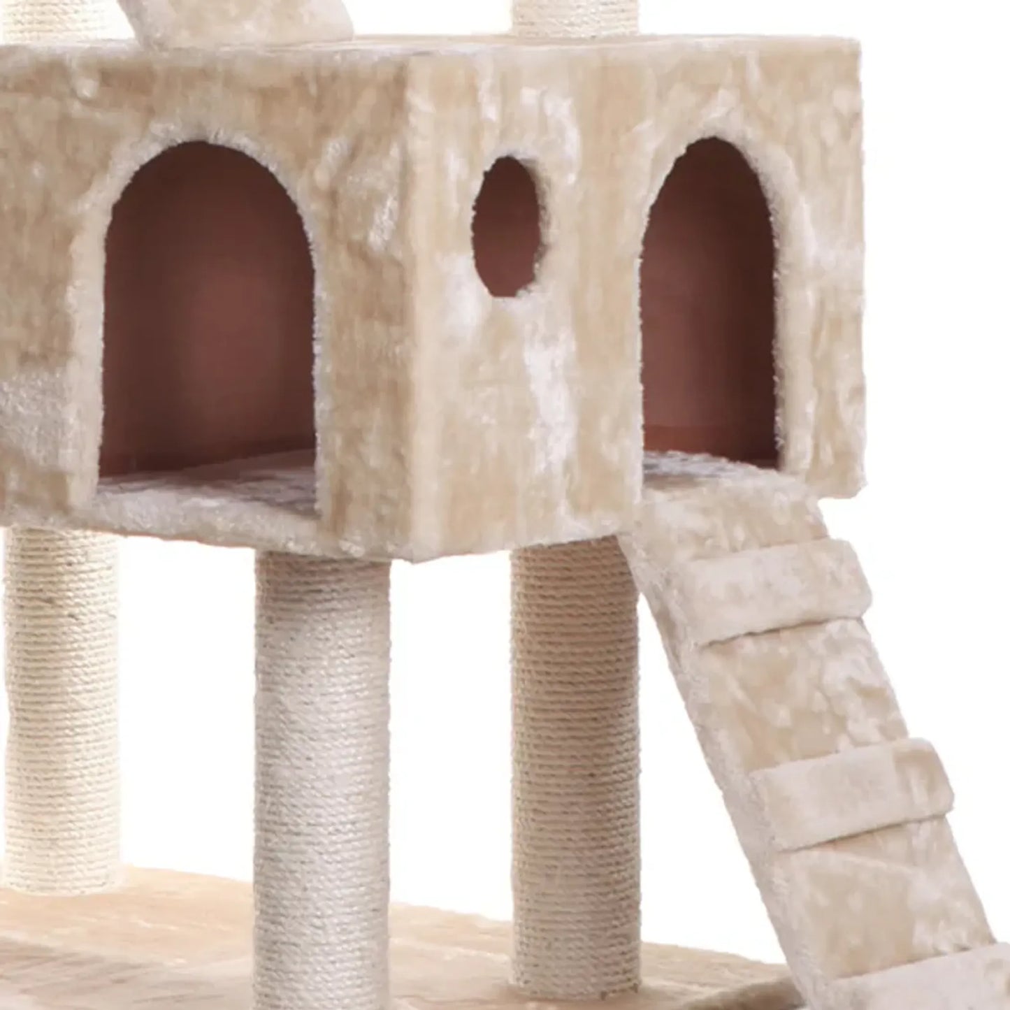 Real Wood Multi-Level Cat Tree - Large Cat Play Furniture with Multiple Features