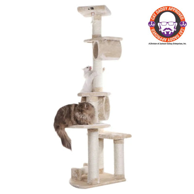 Multi-Level Real Wood Cat Tree with Cured Sisal Posts